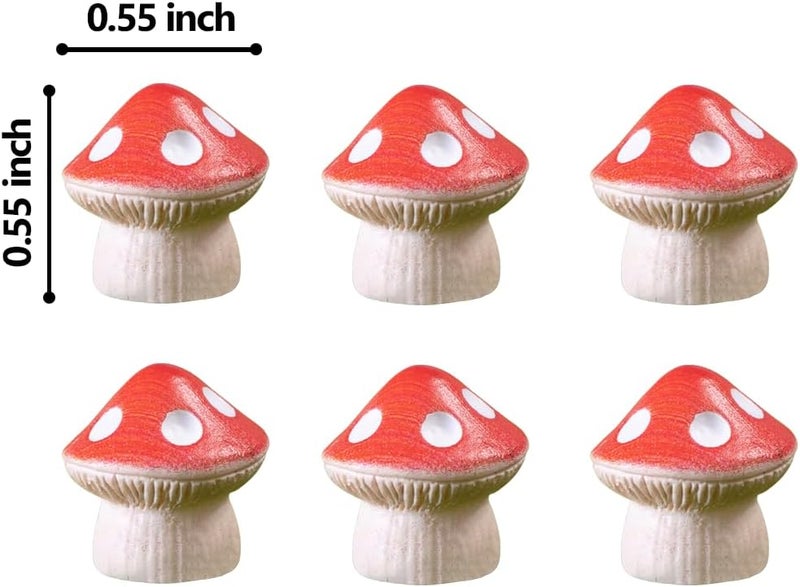 Wallertree Door Hinge Heads Decorative Topper - Hinge Head Mushroom - Magnetic Hinge Head Trinket - Hinge Pin Topper Miniature (Red, Set of 6) - Image 3
